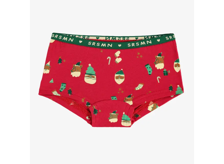 Red Boyshort in Holiday Print