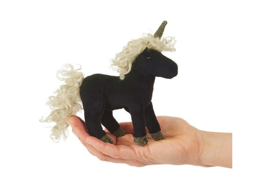Mini Black Unicorn Finger Puppet