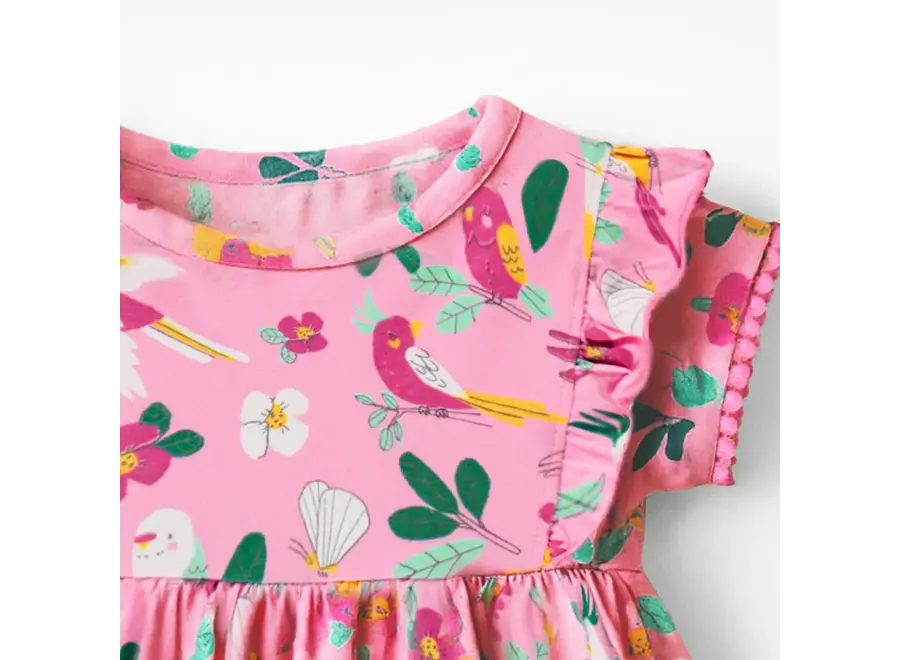 Pink Dress with Tropical Print Baby