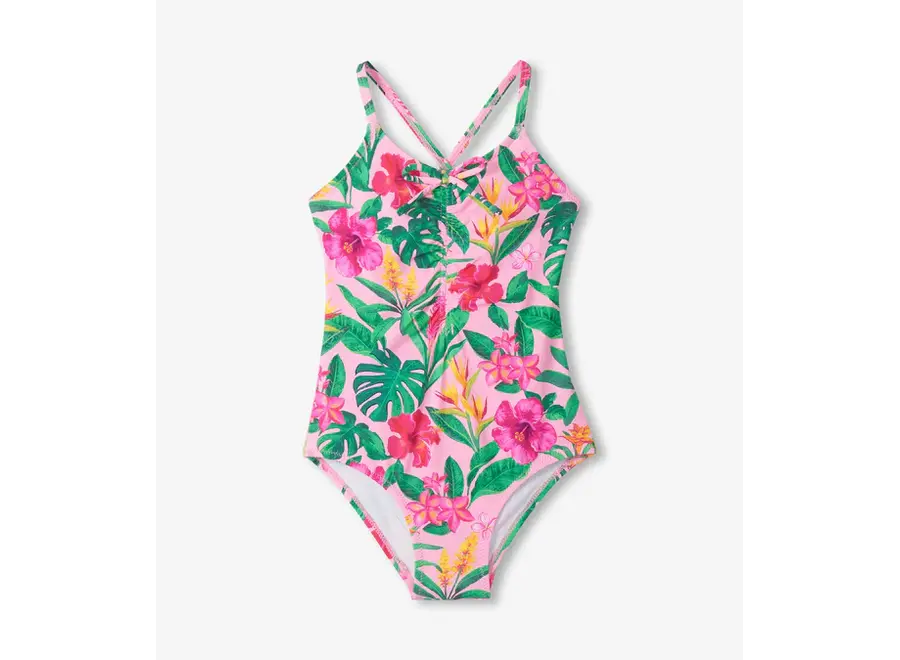 Tropical Flowers Ruched Front Swimsuit
