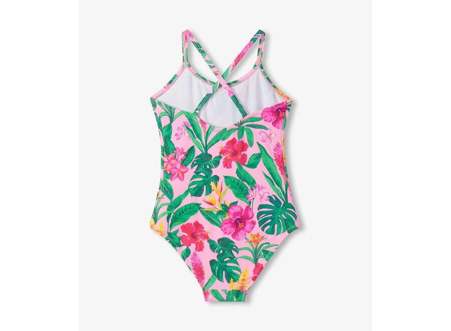 Tropical Flowers Ruched Front Swimsuit