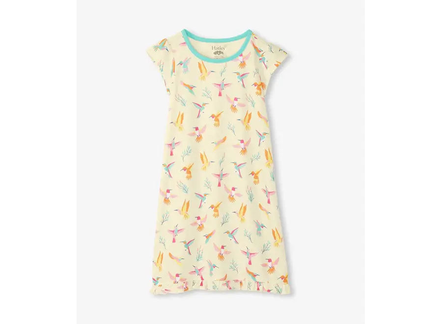 Springtime Hummingbirds Ruffle Hem Nightdress