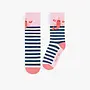 Cream and Navy Socks with Stripes and Lobsters