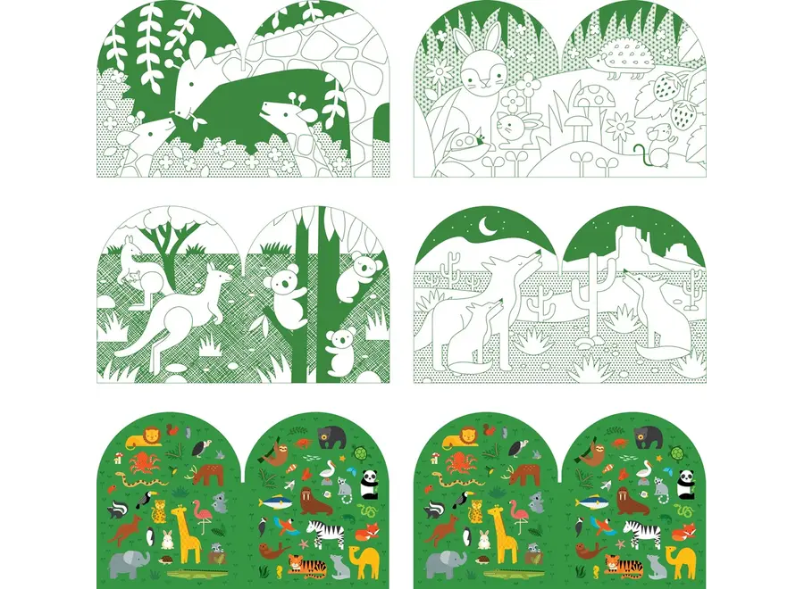 Coloring Book with Stickers Wild World