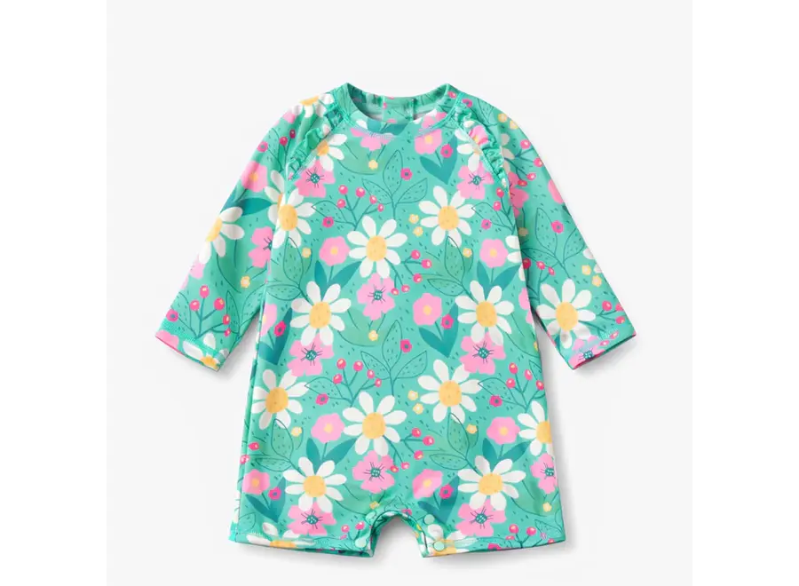 Turquoise Floral One-piece Swimsuit