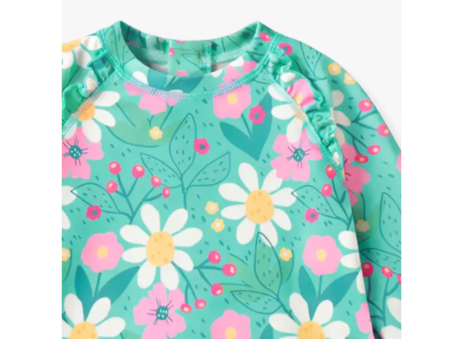 Turquoise Floral One-piece Swimsuit