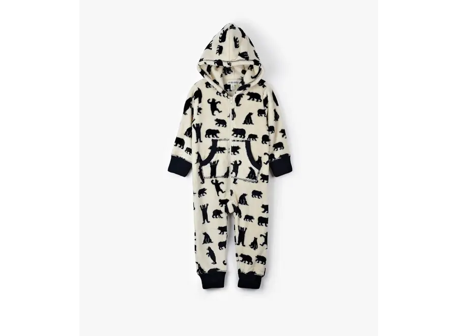 Black Bears Kids Hooded Fleece Jumpsuit