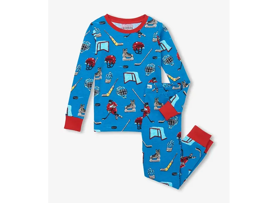 Blue Hockey Night Kids Pajama Set