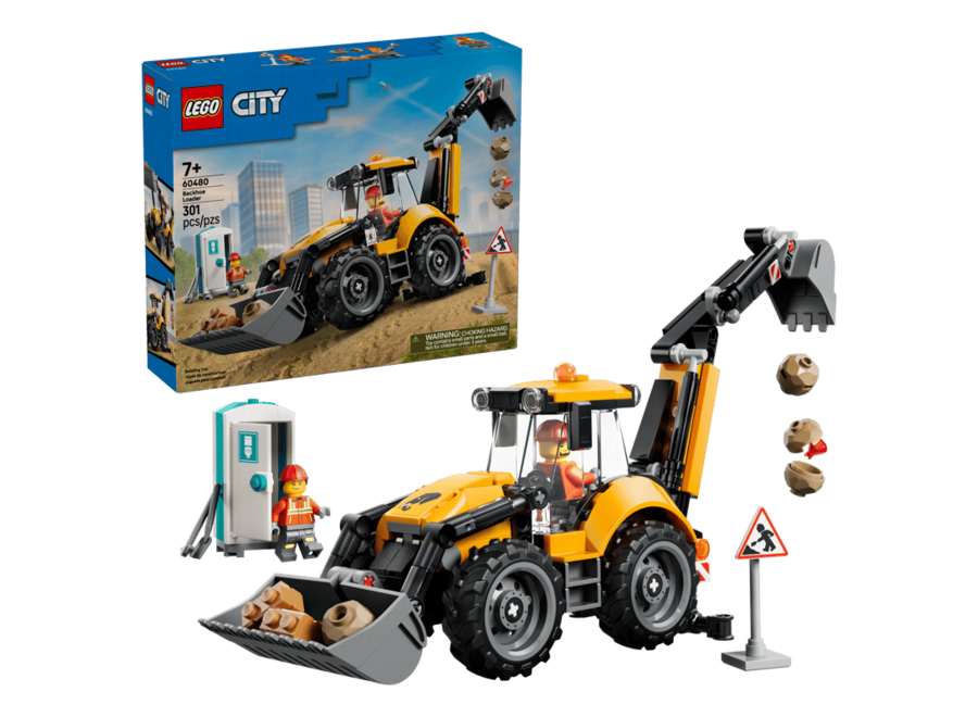 Yellow Backhoe Loader