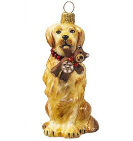 JTW Golden Retriever Holding Teddy Bear with Crystal Accents