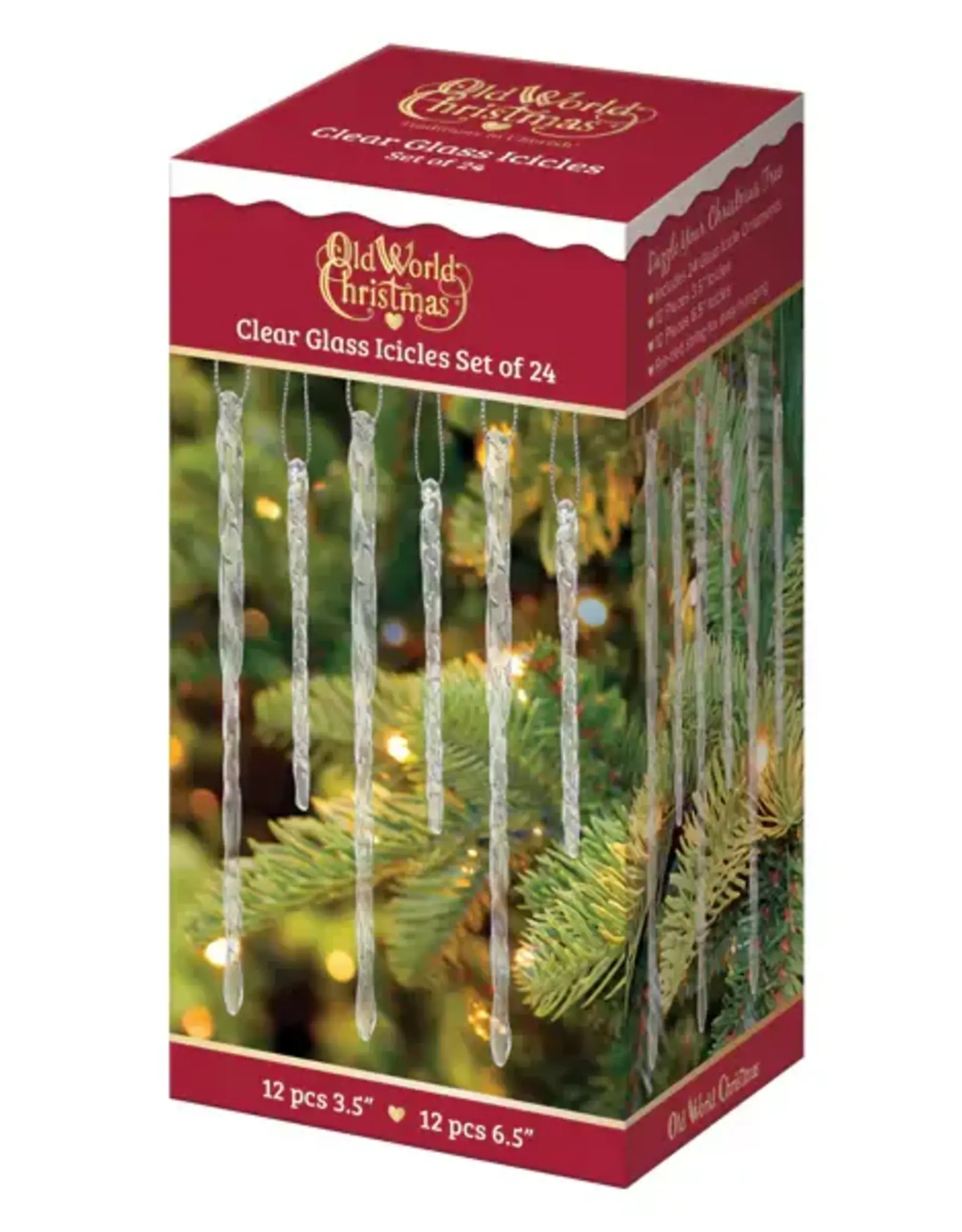 OWC Clear Glass Icicles (Set of 24)
