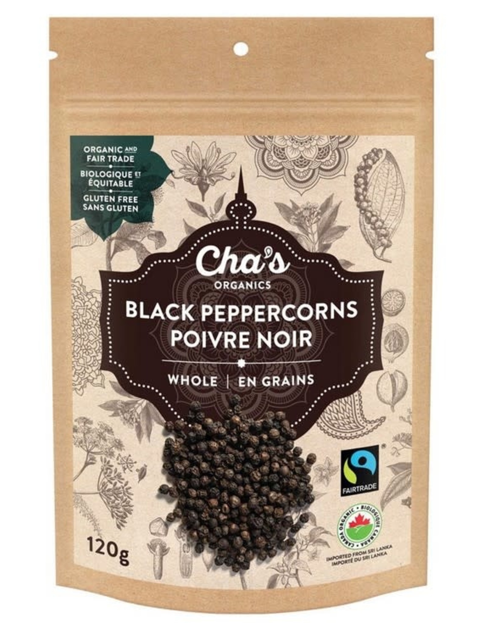 Cha's Whole Black Peppercorns (120g)