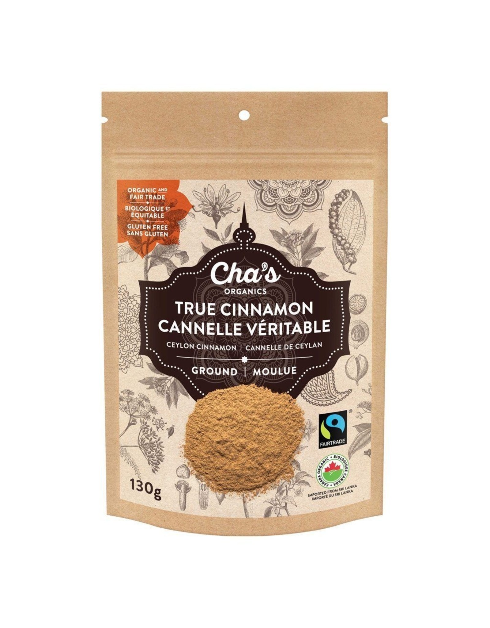 Sri Lanka Cha's Organics Ground True Cinnamon, 130g