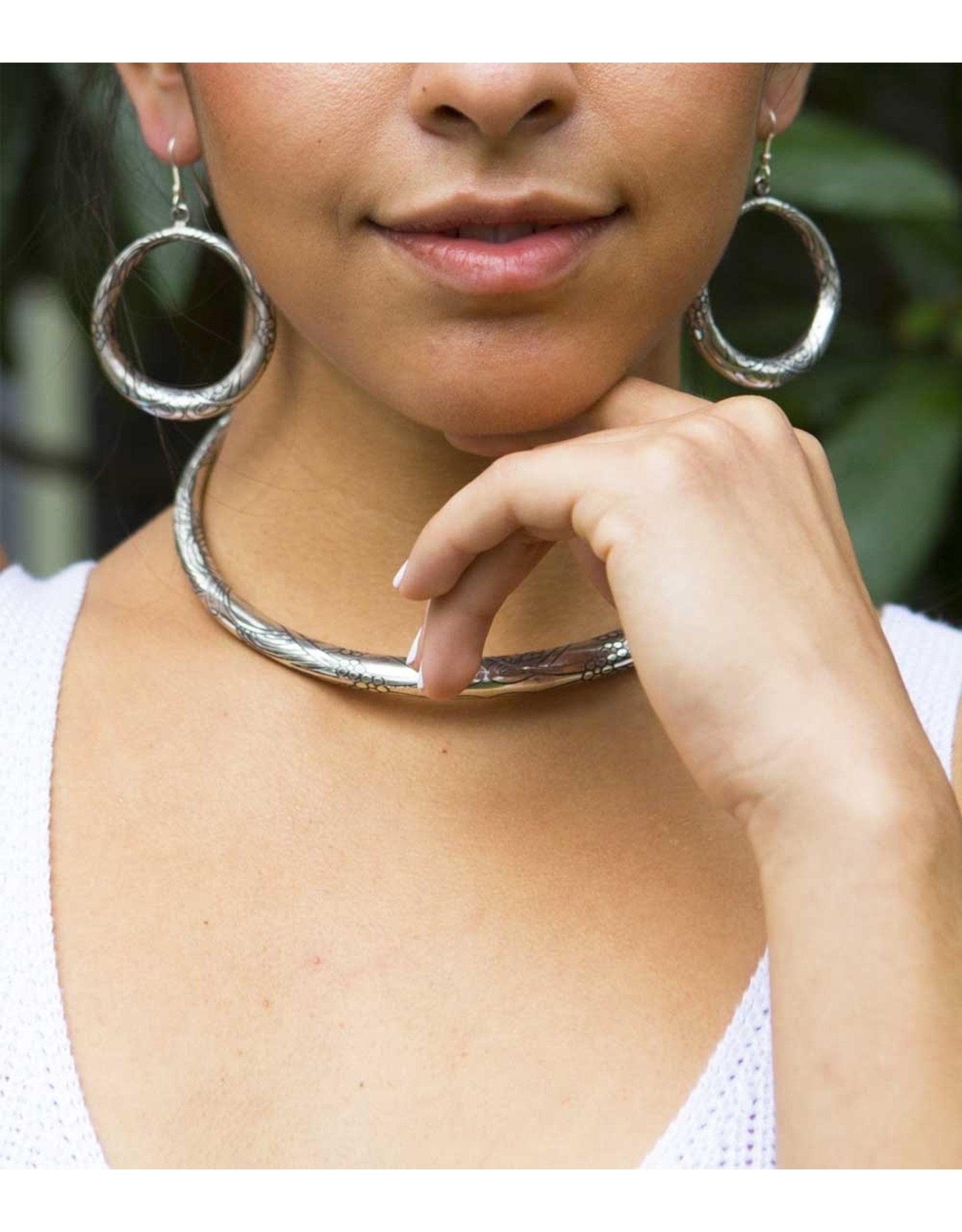 Matr Boomie Selene Silver Hoop Earrings, India
