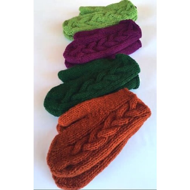 Cable Knit Lined Wool Mitten