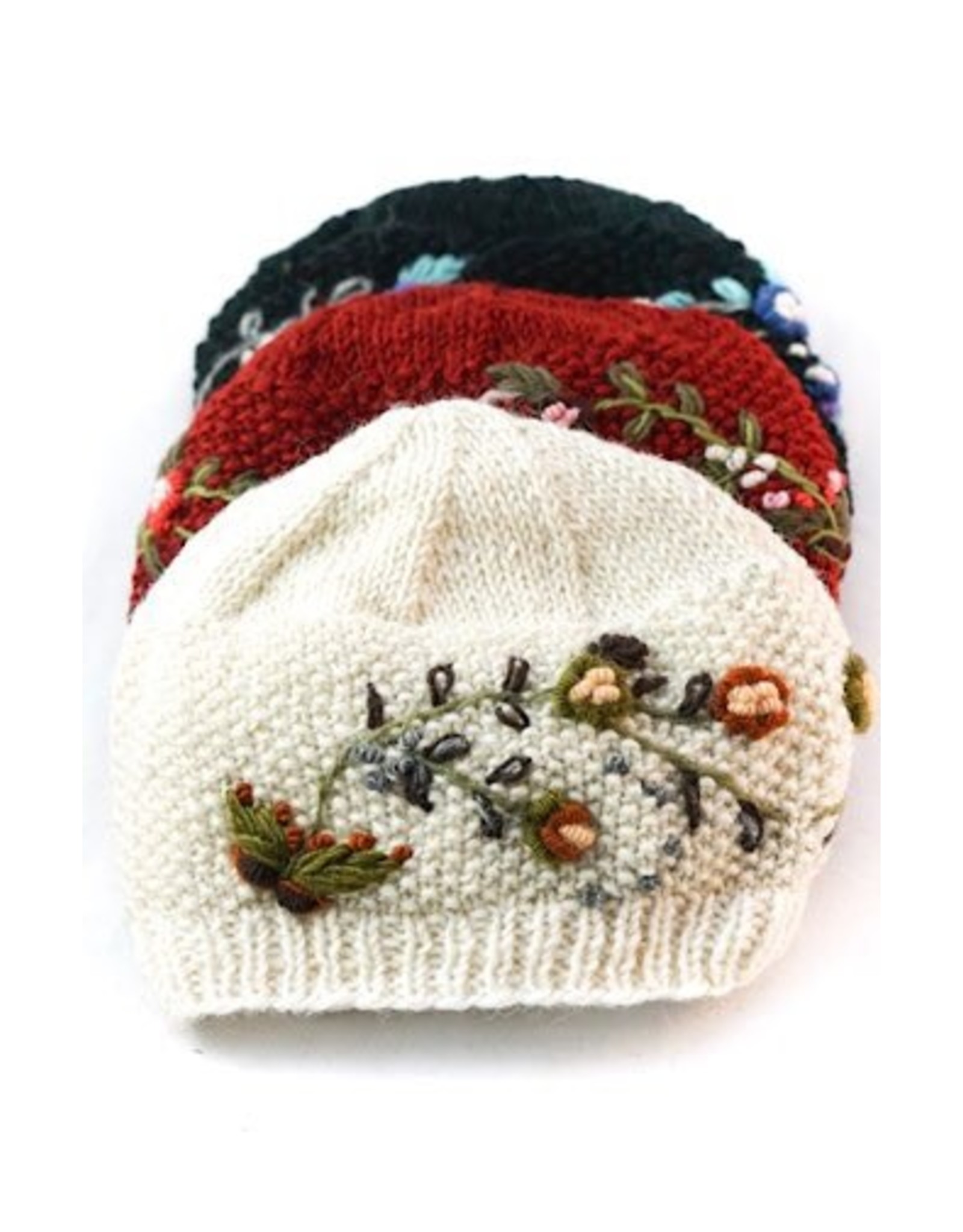 Nepal Embroidered Knit Wool Hat