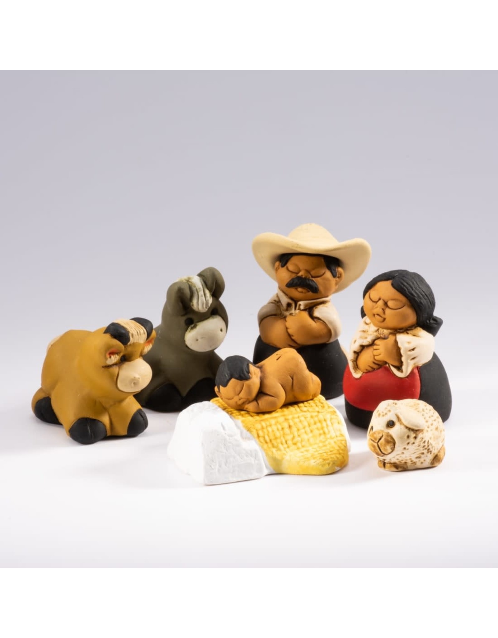 Lucuma Characato Small Ceramic Nativity, 9 pcs, Peru