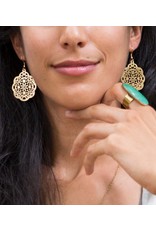 India Viti Gold Filigree Flower Earrings, India
