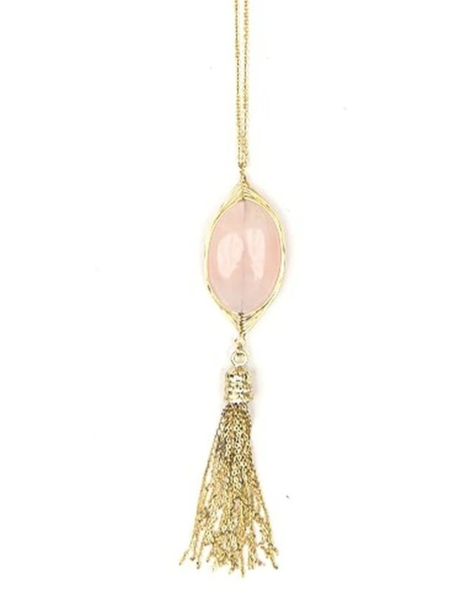Barbara Rose Quartz Tassel Necklace 