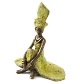 Burkina Faso Graciously Waiting Lost Wax Statue, Burkina Faso