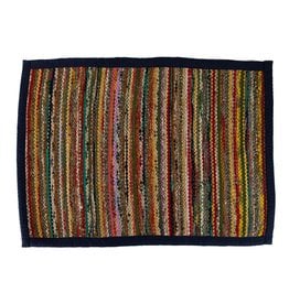 Chaura Rag Rug Recycled Sari Material 60x90cm Eco Friendly Boho Colourful  Indien