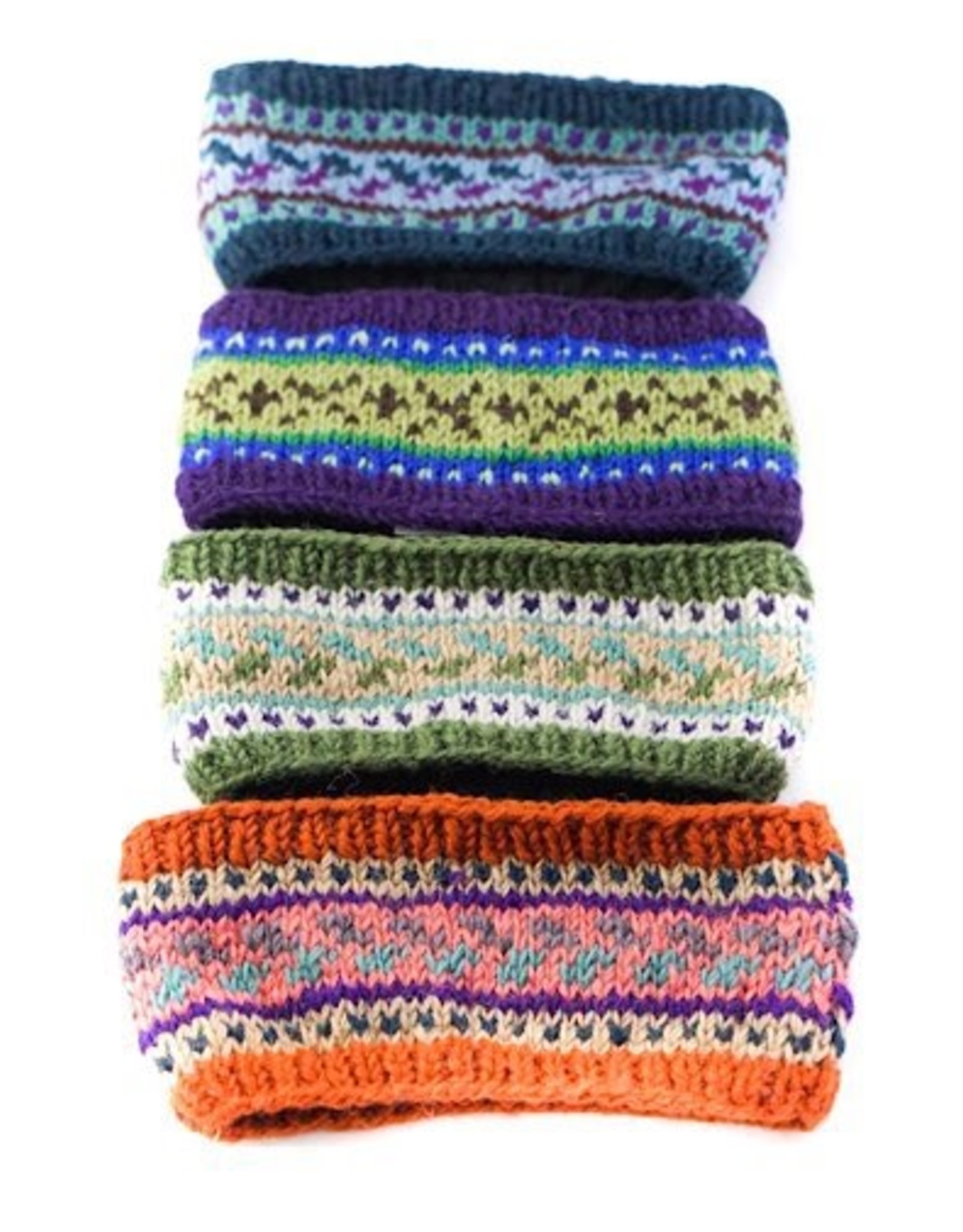 Nepal Fleece Lined Patterned Knit Wool Headband