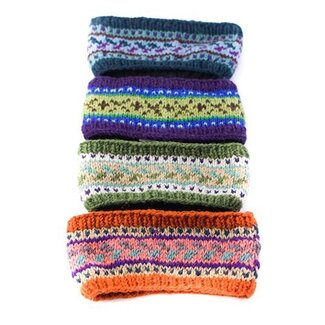 Nepal Fleece Lined Patterned Knit Wool Headband