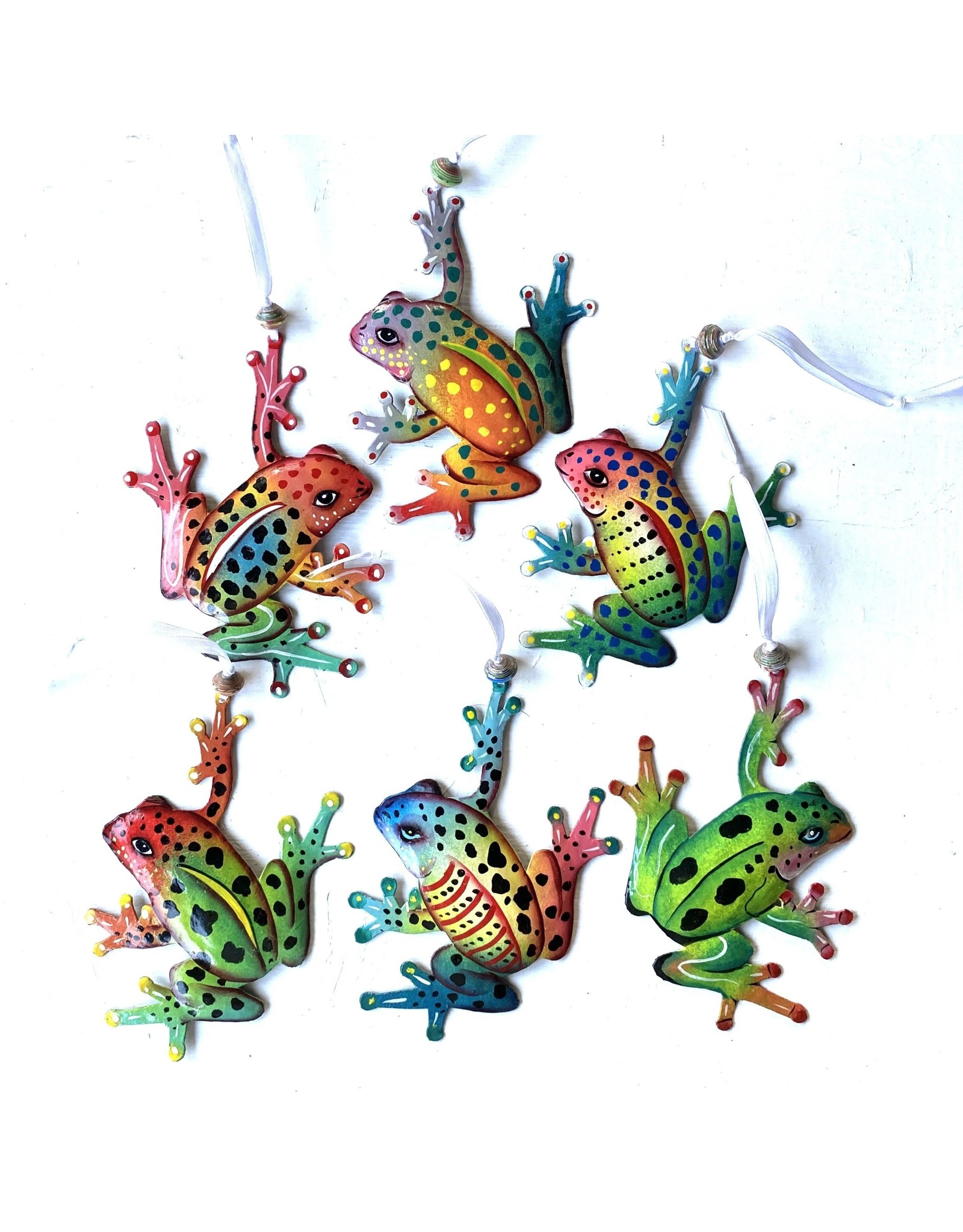 Haiti CLEARANCE Painted Metal Frog Ornament, Haiti