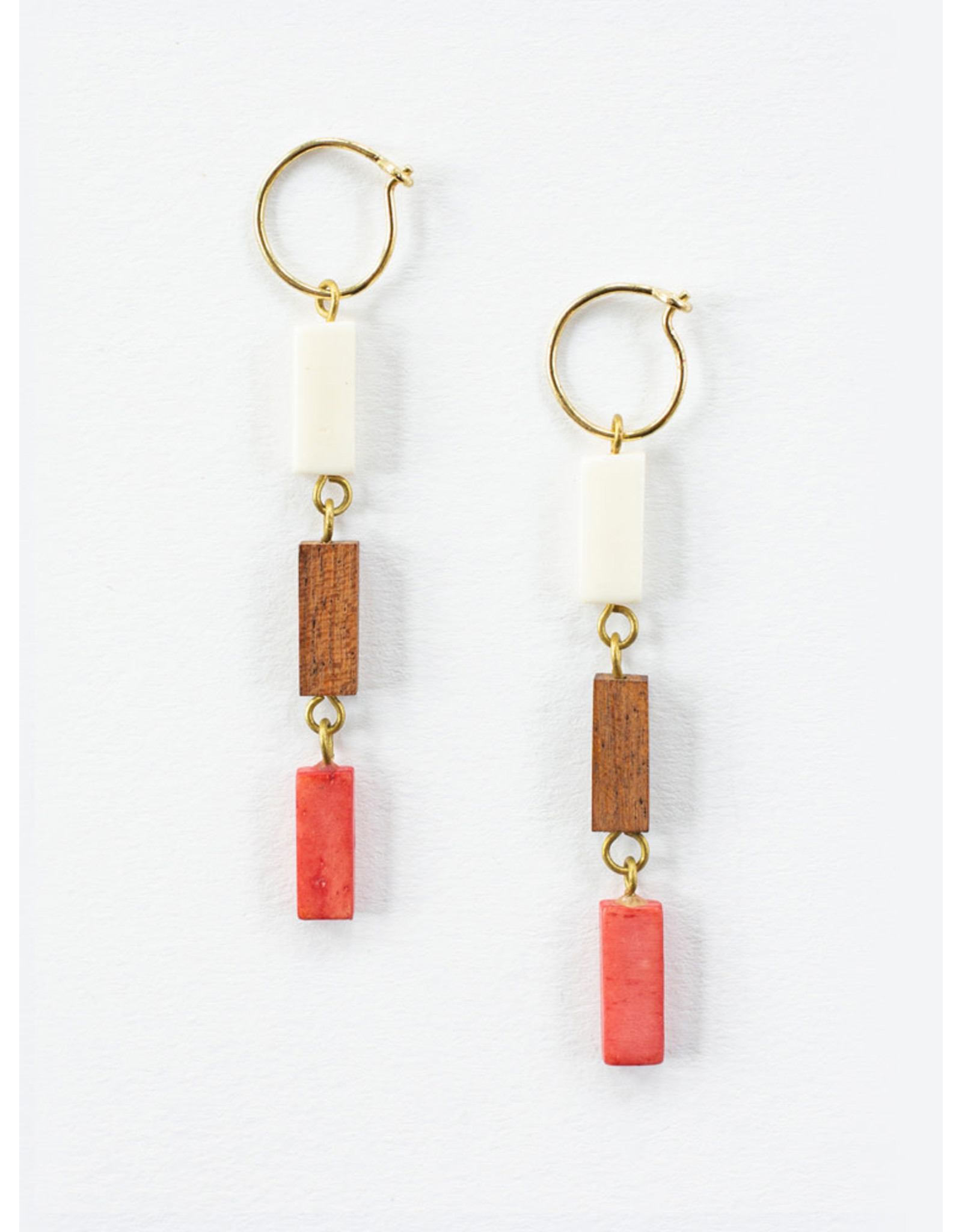 India CLEARANCE Trailing Hoop Earrings - Coral, India