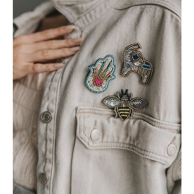 Bala Mani Beaded Brooch Pin - Bee