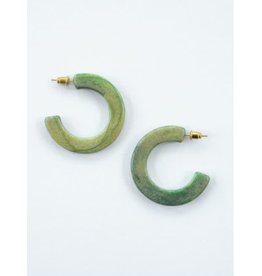 Jade Green Resin Hoop Earrings, India