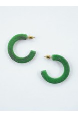 Jade Green Resin Hoop Earrings, India
