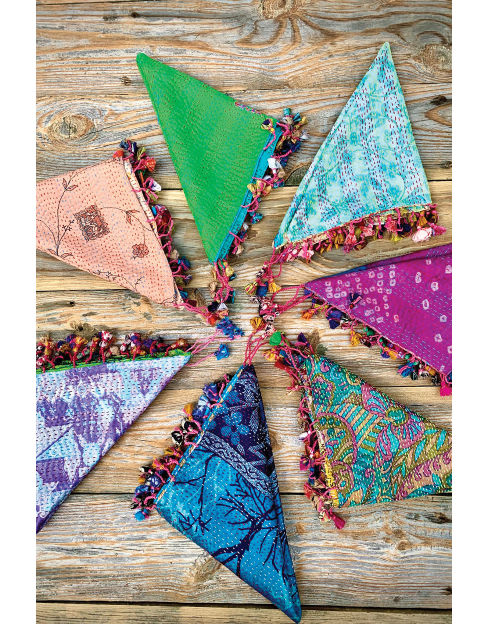 India CLEARANCE Kantha Square Silk Scarf, India