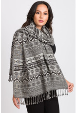 India Geometric Jacquard Wool Shawl, India