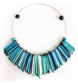 Colombia CLEARANCE Fringe Tagua Choker - Blues, Colombia