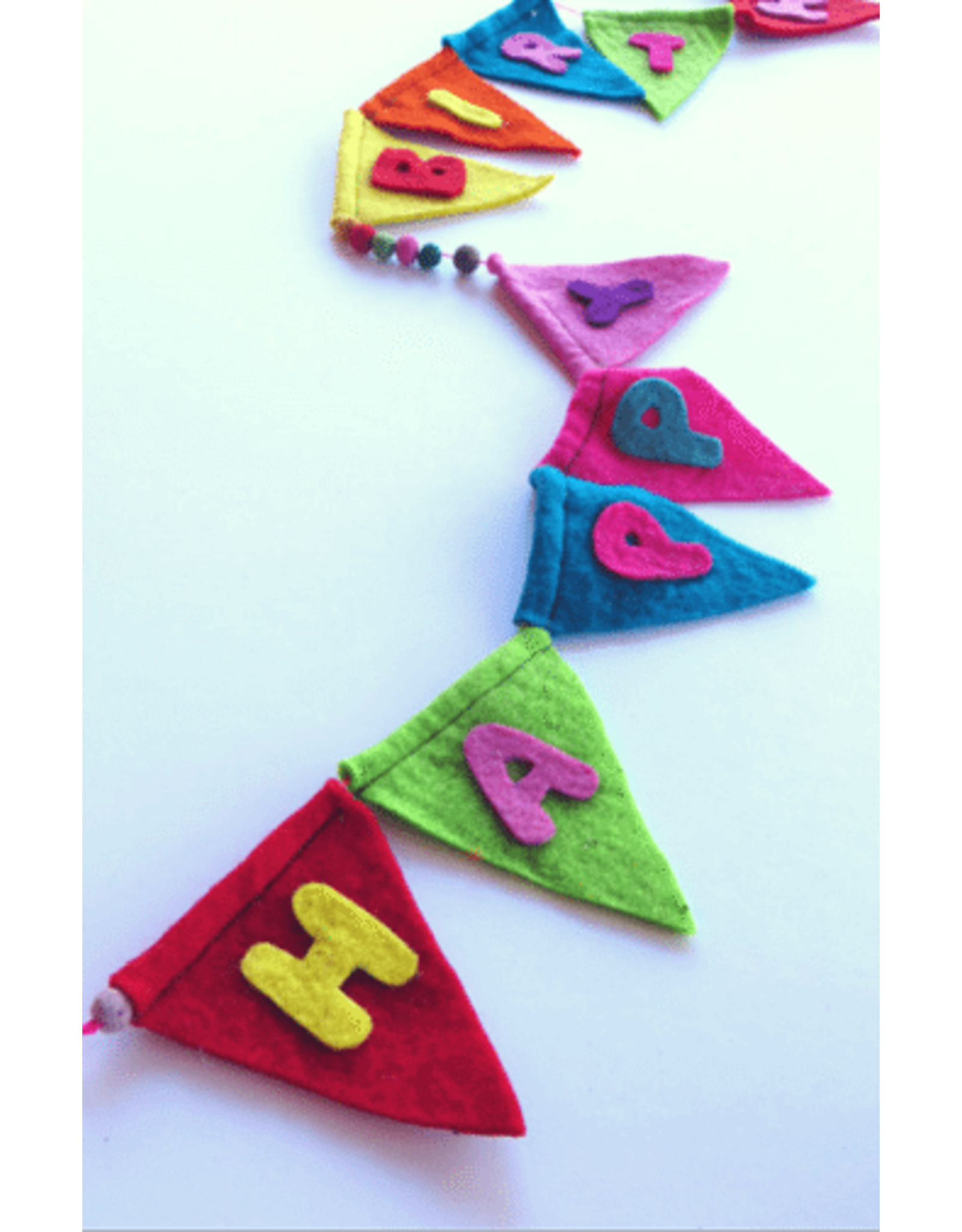 Nepal Felted Happy Birthday Pennant Banner