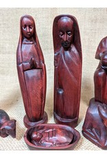 Rwanda Carved Nativity - Mahogany, Rwanda