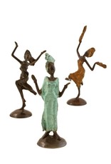 Burkina Faso Celebrating Lady Lost Wax Bronze Sculpture, Burkina Faso