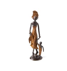 Burkina Faso Mother &  Child Lost Wax Bronze Sculpture, Burkina Faso