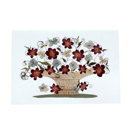 One World Projects Floral Card - Basket with Burgundy Flowers, El Salvador