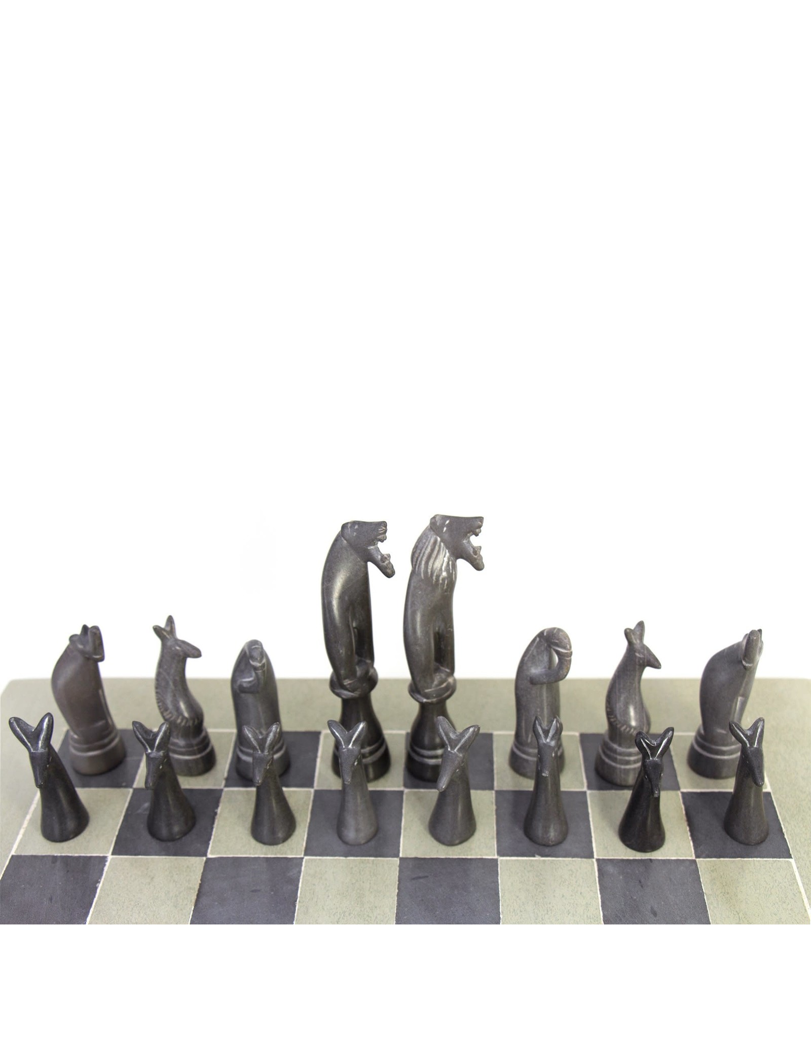 Kenya Gray Soapstone Safari Chess Set, Kenya