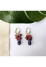 World Finds Cluster Earrings, Olive or Eggplant, India