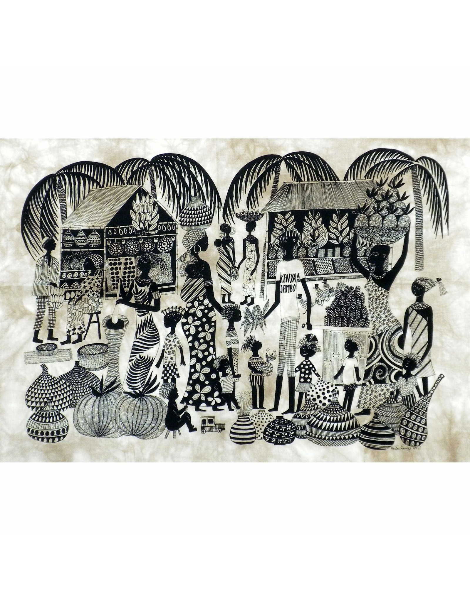 Global Crafts Heidi Lange unframed Batik Cotton Screen Print