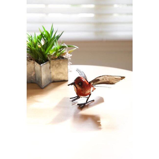 Recycled Metal Fluttering Bird Sculpture