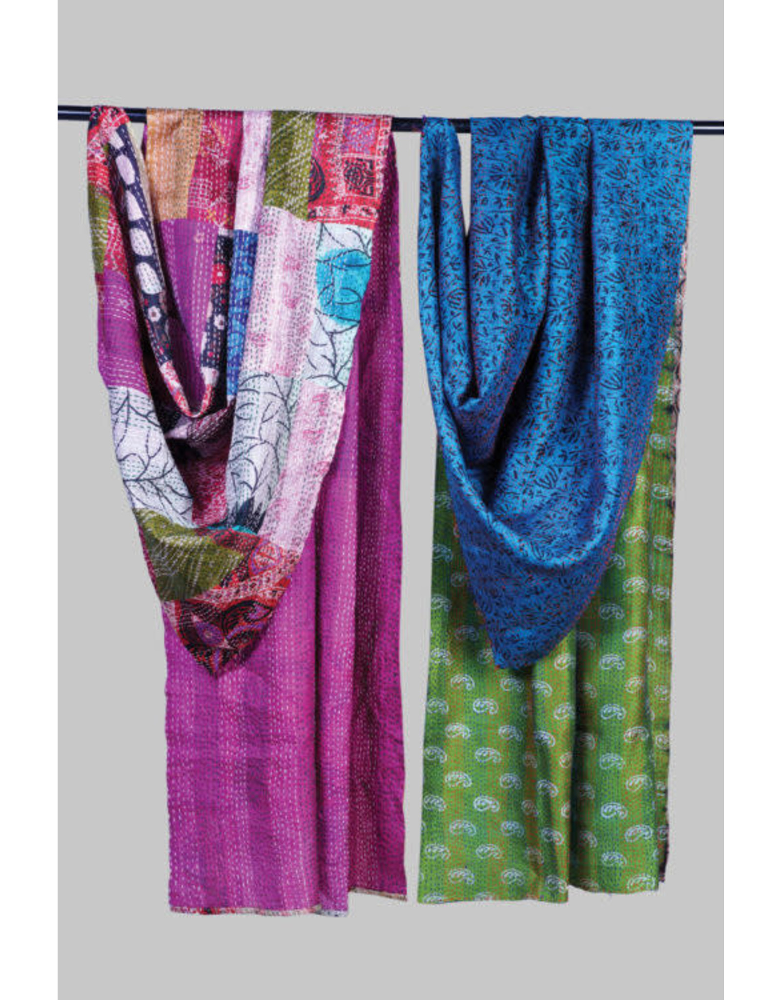 India Silk Sari Kantha Wrap, India