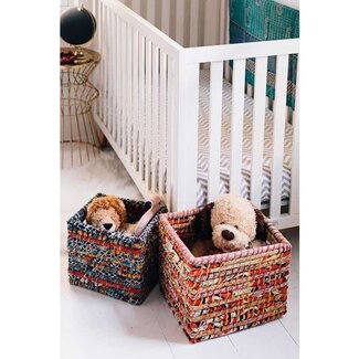 Bangladesh Sari & Kaisa Cube Basket Bangladesh Sari & Kaisa Cube Basket