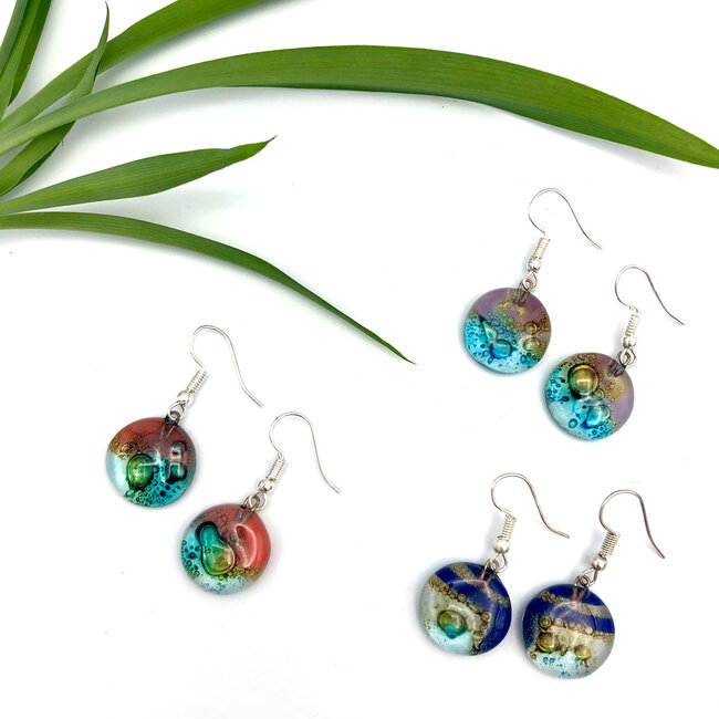 Fused Glass Earrings - Circle