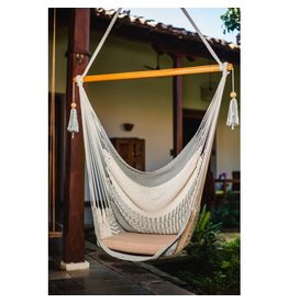 Nicaragua Handwoven Hammock Chair, Gray & Cream.  Nicaragua