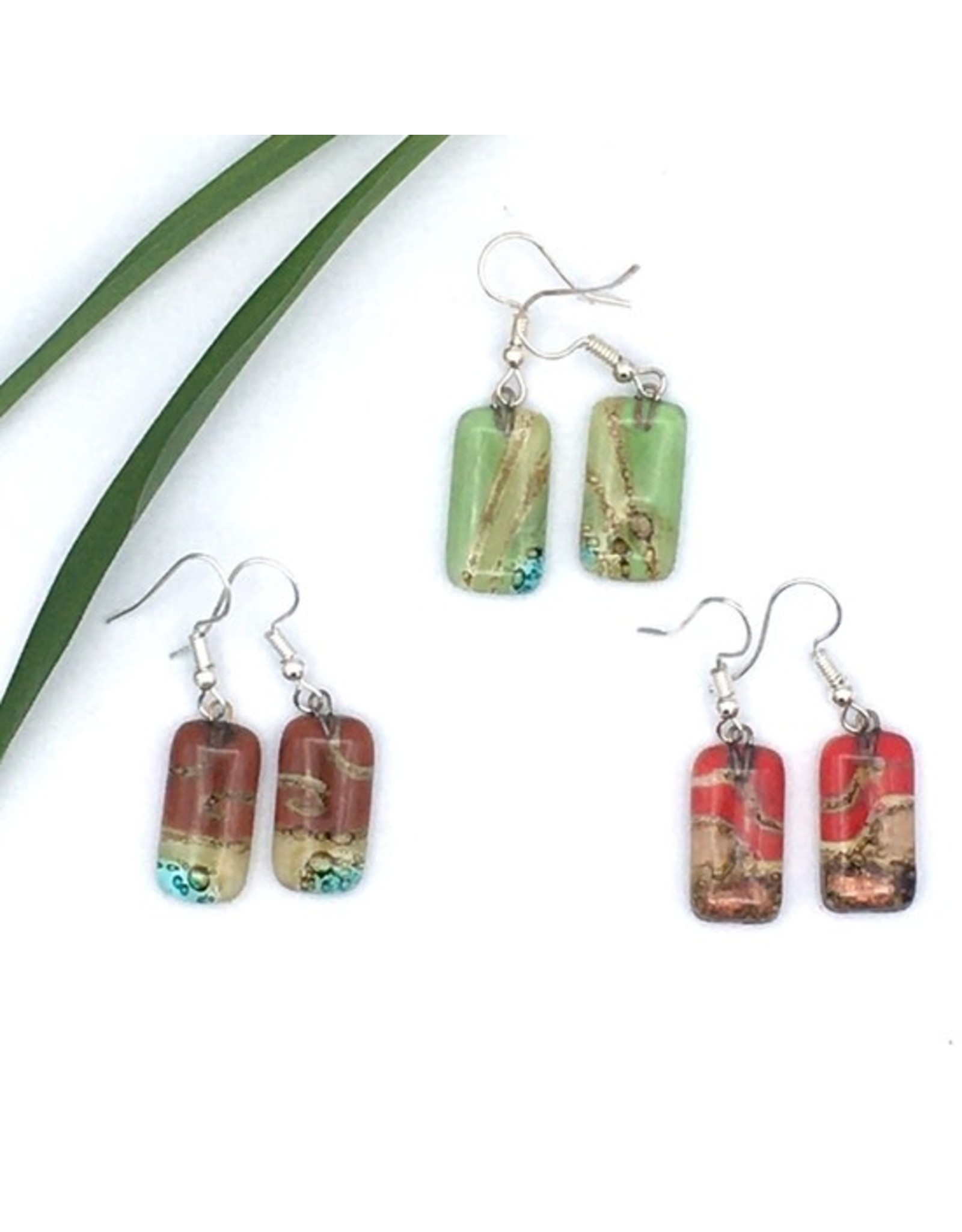 Ecuador Small Glass Earrings - Rectangle, Ecuador