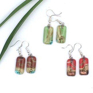 Ecuador Earrings  - Fused Glass Rectangle